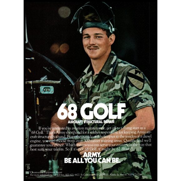 1983 US Army Recruiter Recruiting Vintage Print Ad Aviation Mechanic Wall Art - Picture 1 of 1